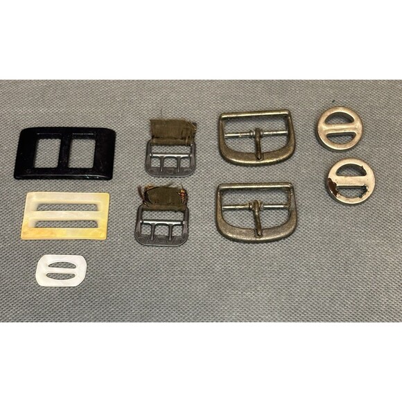 Vintage Buckles-Metal, Plastic, Mother Of Pearl-Sewing/Crafting Buckles -Lot 9- - Picture 1 of 11